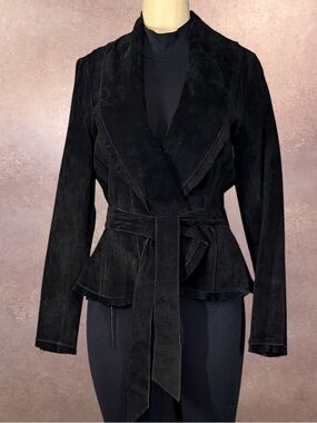 Karen Kane Suede Serenity Dropped Collar Designer Jacket (Timeless 2004) XL